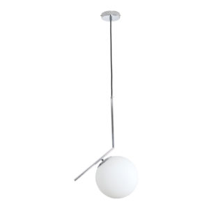 White Glass & Chrome Branch Pendant - Small